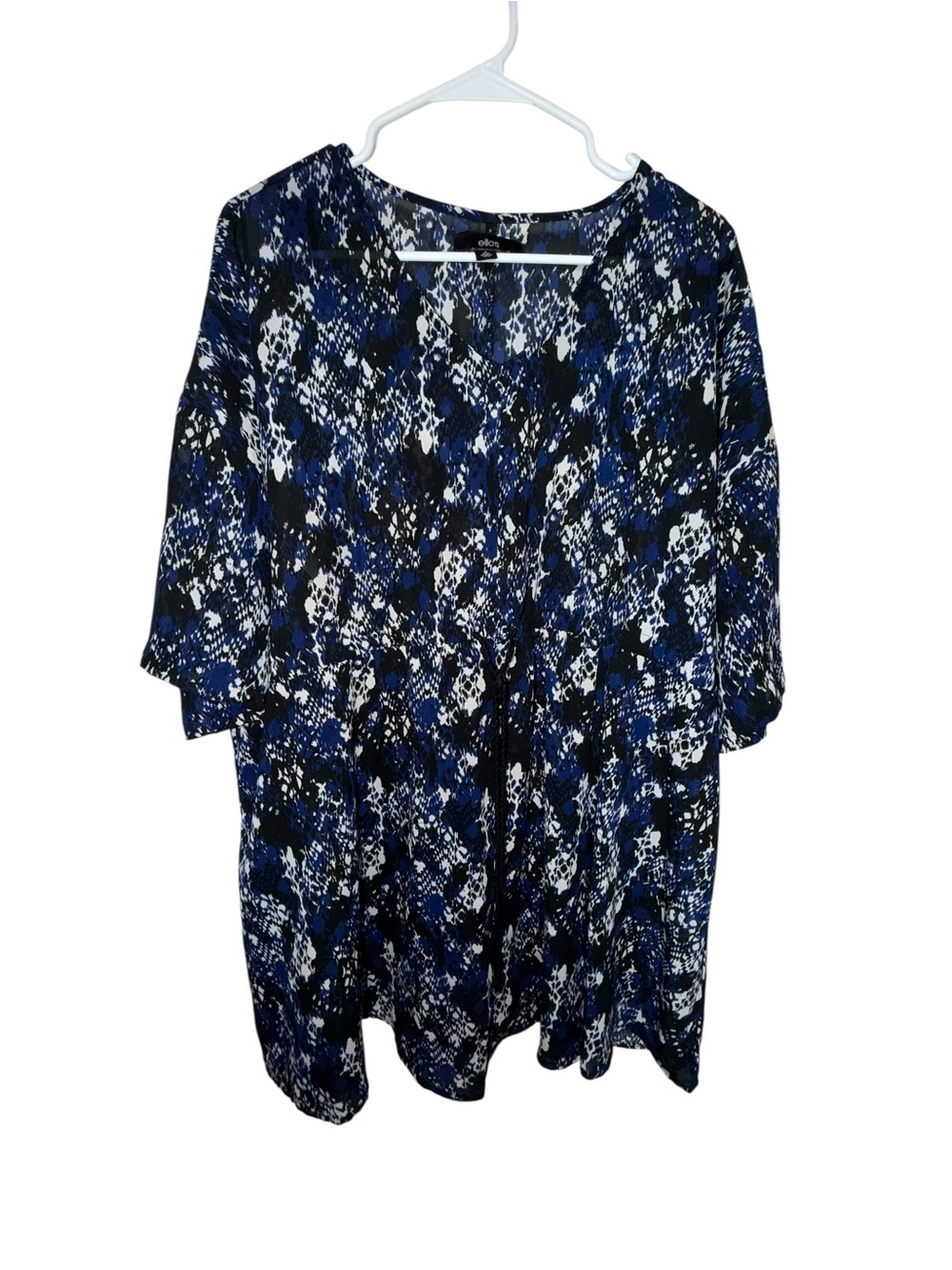 ellos Blue and Black Abstract Print Tunic